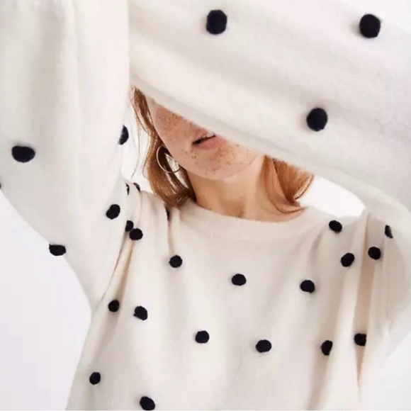 CUPCAKES AND CASHMERE Ivory Pullover Sweater with Black Pom Poms Sz XXL NWT - Picture 1 of 3